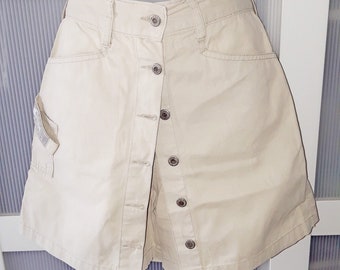 Beige Shorts Skirt SKORTS for Women Girls Cotton Jeans Shorts and Skirt Combo Sexy Cool Outfit Skirt with Buttons in front and Two Pockets
