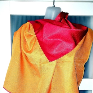 Orange Red Silk Satin Scarf Square Yellow Ochre Silk Satin Neck Wrap Headband Head Wrap Hair Tie Men Women Fashion Accessories Gifts Her Him