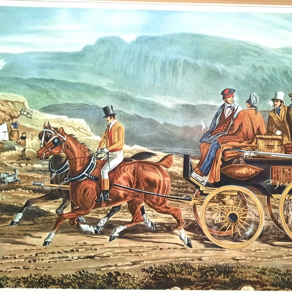 Horses Decor GOING to the MOORS Art by Charles Cooper Henderson Stagecoach Horses Vintage Placemat UK Plaque Wall Hanging Home Decor Gifts