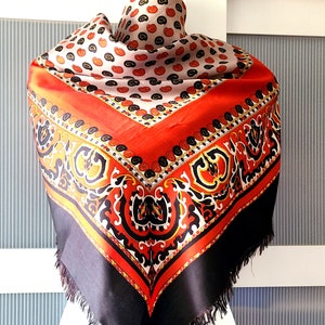 Brown Orange Scarf Paisley Floral Ochre Shawl Neck Wrap Women Ladies Fashion Accessories Her