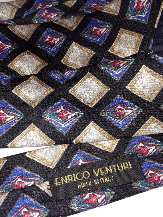 ENRICO VENTURI Tie Italy Silk Necktie Italy Blue … - image 4