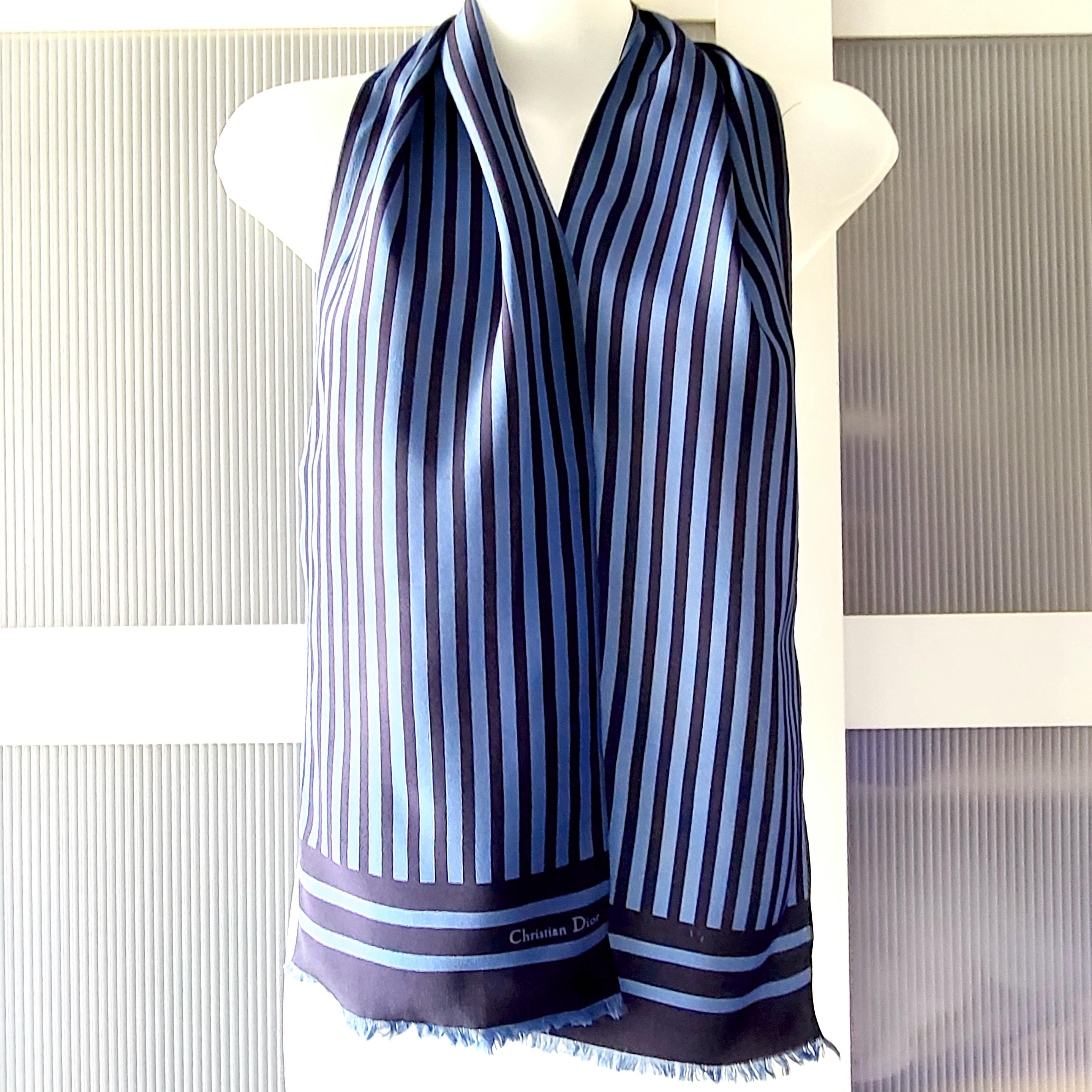 Silk Scarf CHRISTIAN DIOR Designer Blue Jeans Accessories