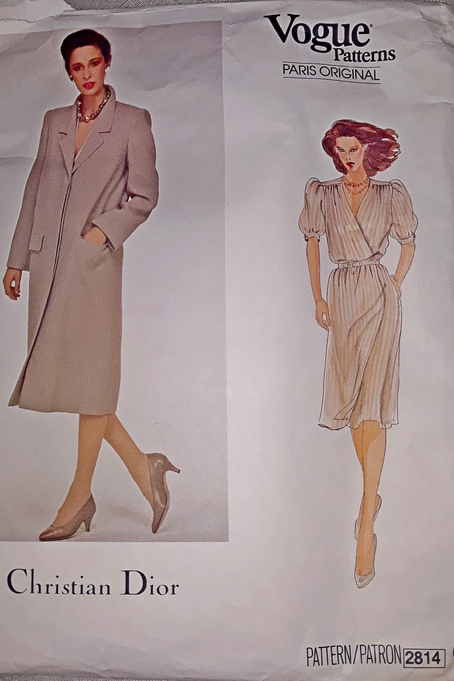 CHRISTIAN DIOR 1980 Vogue Sewing Patterns 2814 Paris