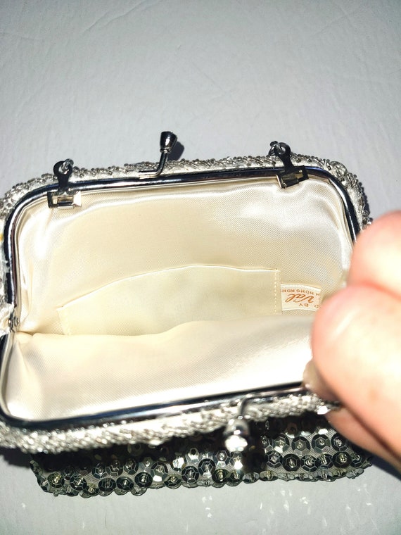 Silver Bag 60s DU-VAL Evening Bag Designer Beaded… - image 6