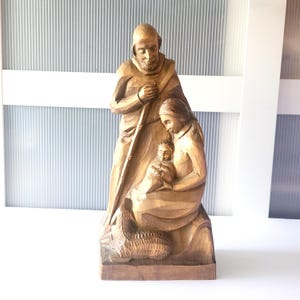 NATIVITY SCENE SET Vintage 70s Wooden Figurine Jesus Mary Joseph Sheep Lamb Manger Scene Christmas Decor Mantel Sculpture Decor Unique Gift