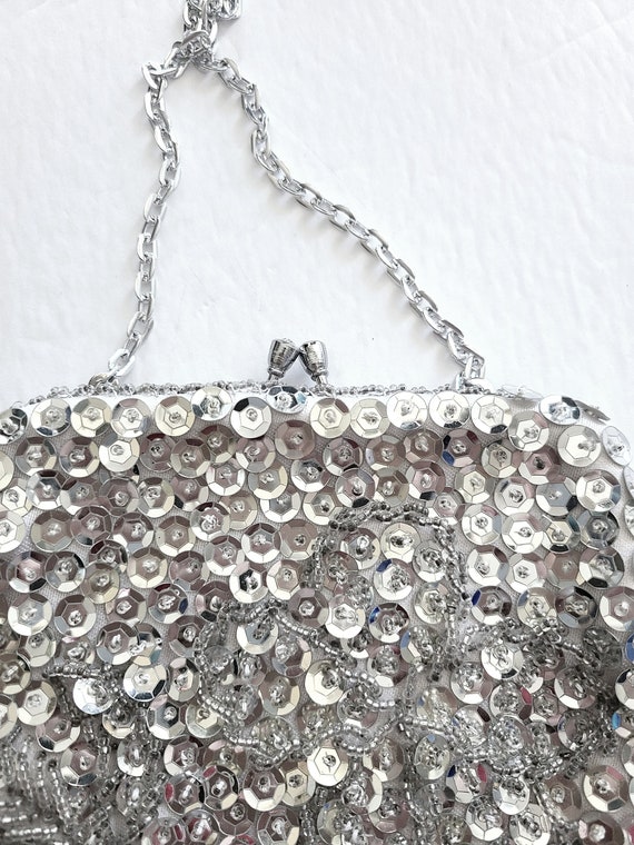 Silver Bag 60s DU-VAL Evening Bag Designer Beaded… - image 4