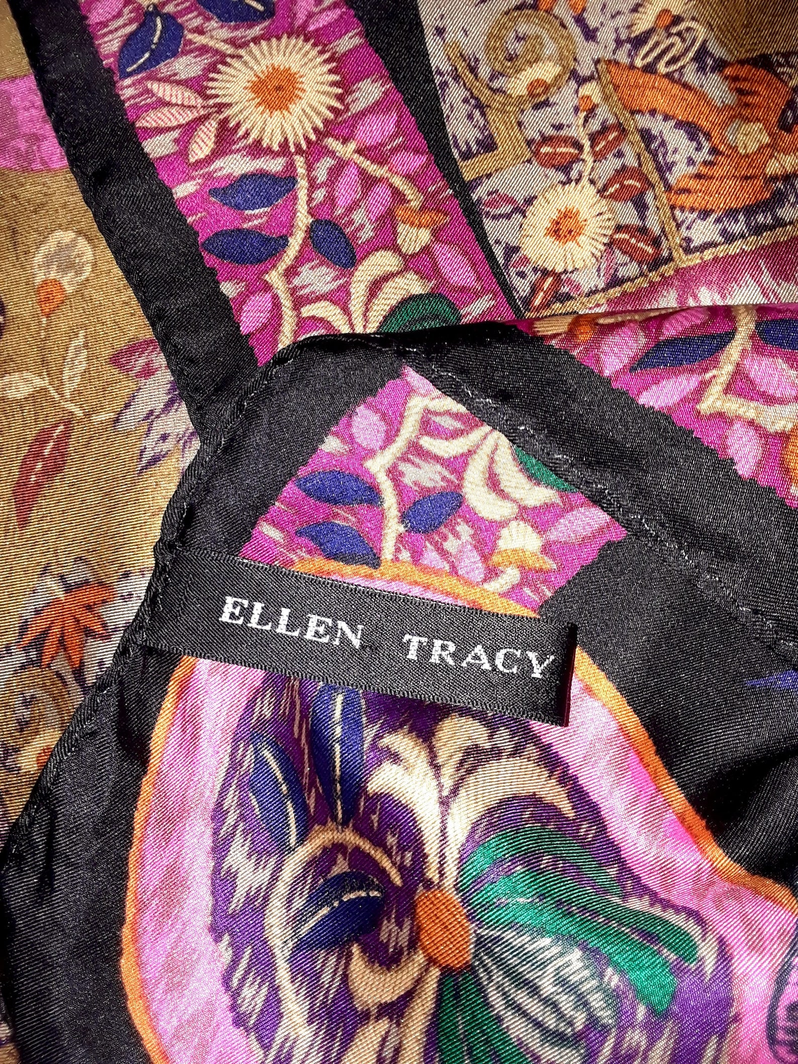 Rare ELLEN TRACY Scarf Large Square Silk Scarf Black Purple - Etsy Canada