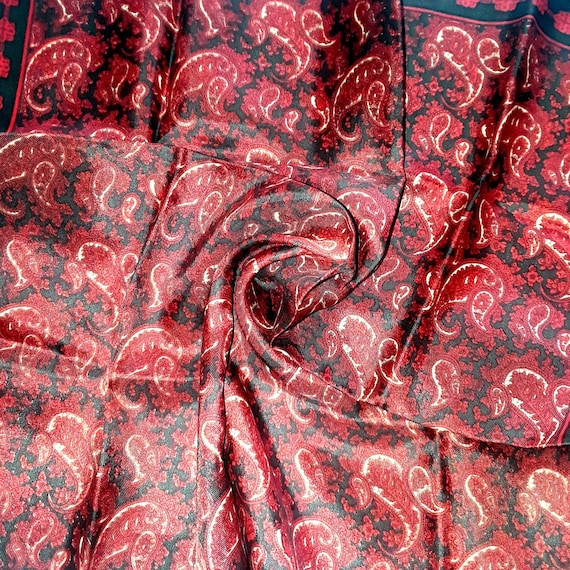 Scarf for Men Burgundy Small Square Red Paisley Sc