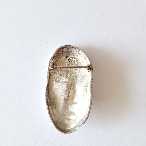 Art Deco Style Lady Head Brooch Sterling Silver S… - image 6