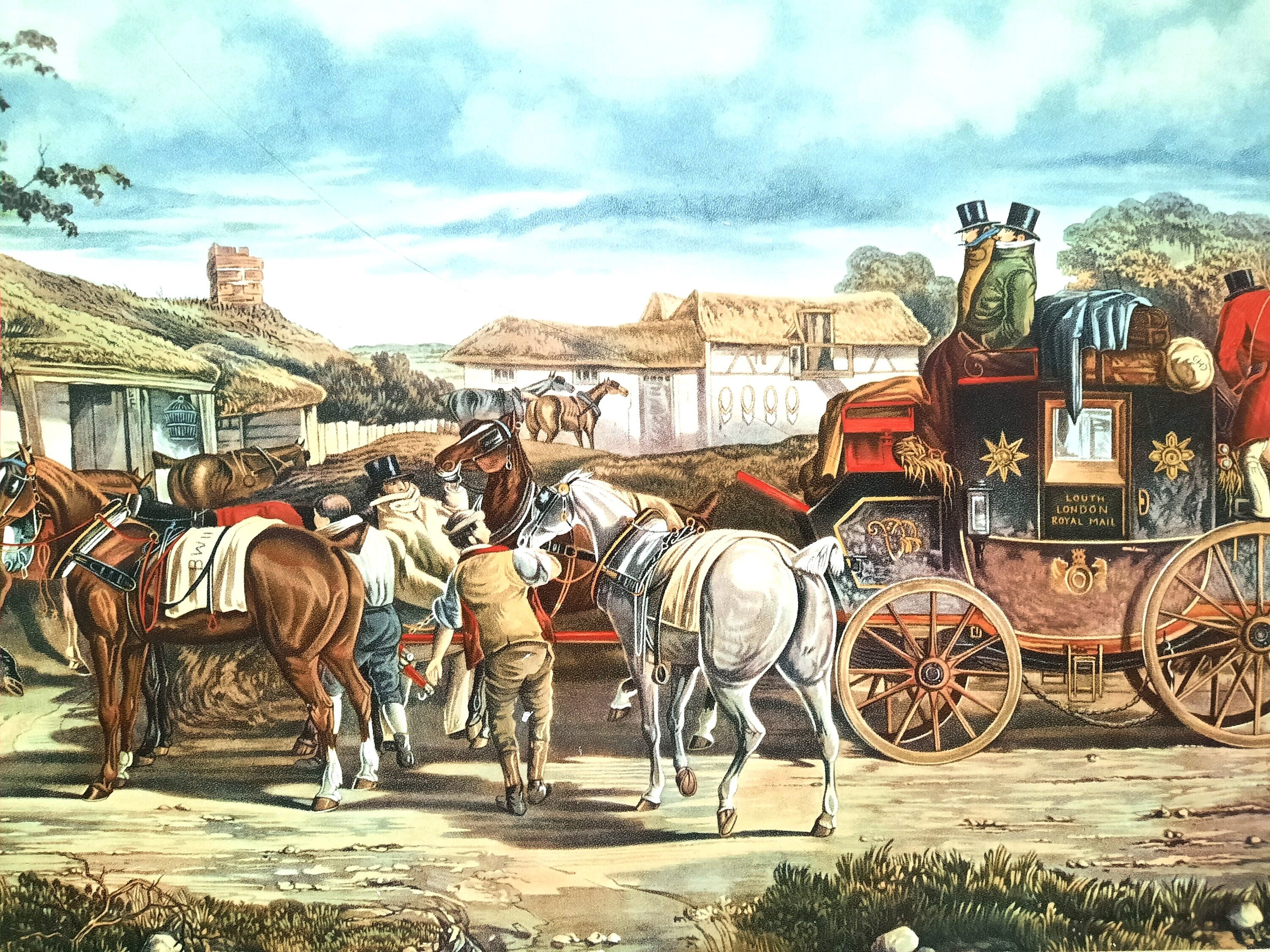 Vintage 'changing Horses' Placemat: Charles Cooper Henderson Art