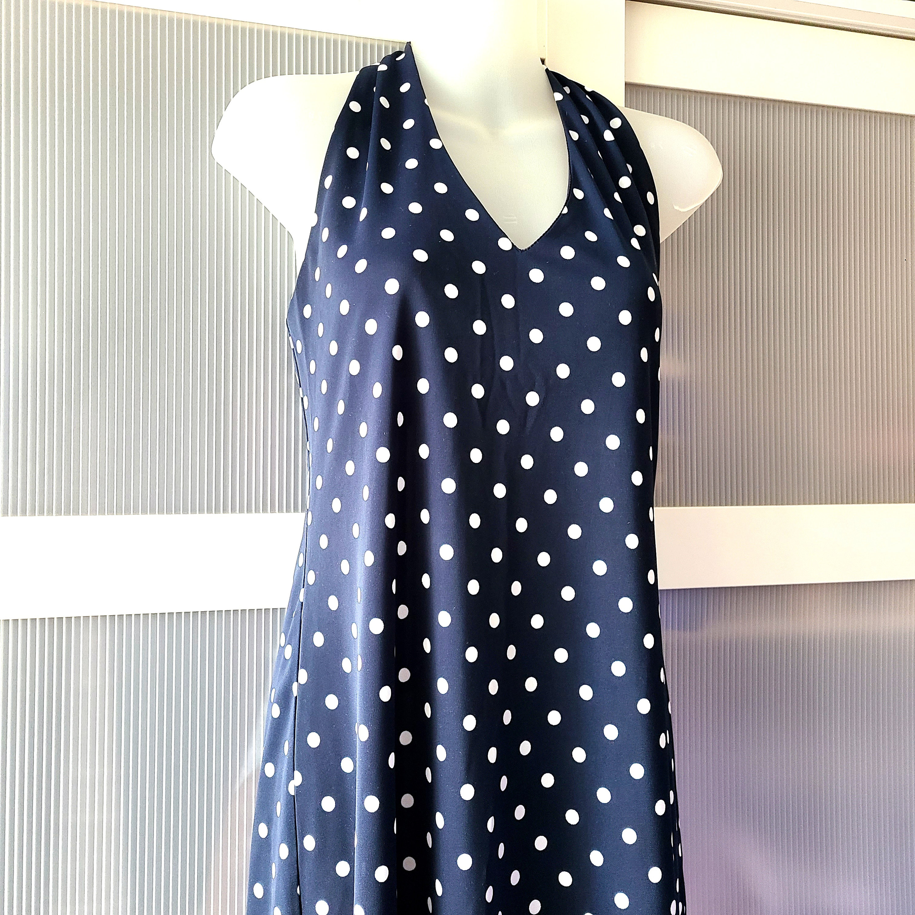 Jones New York Polka Dot Dress: Navy Blue Sleeveless Romantic Dress - Etsy  Canada