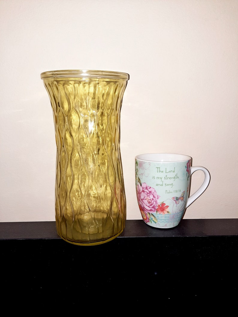 Rare Yellow Depression Glass Vase Diamond Pattern Checkered Etsy