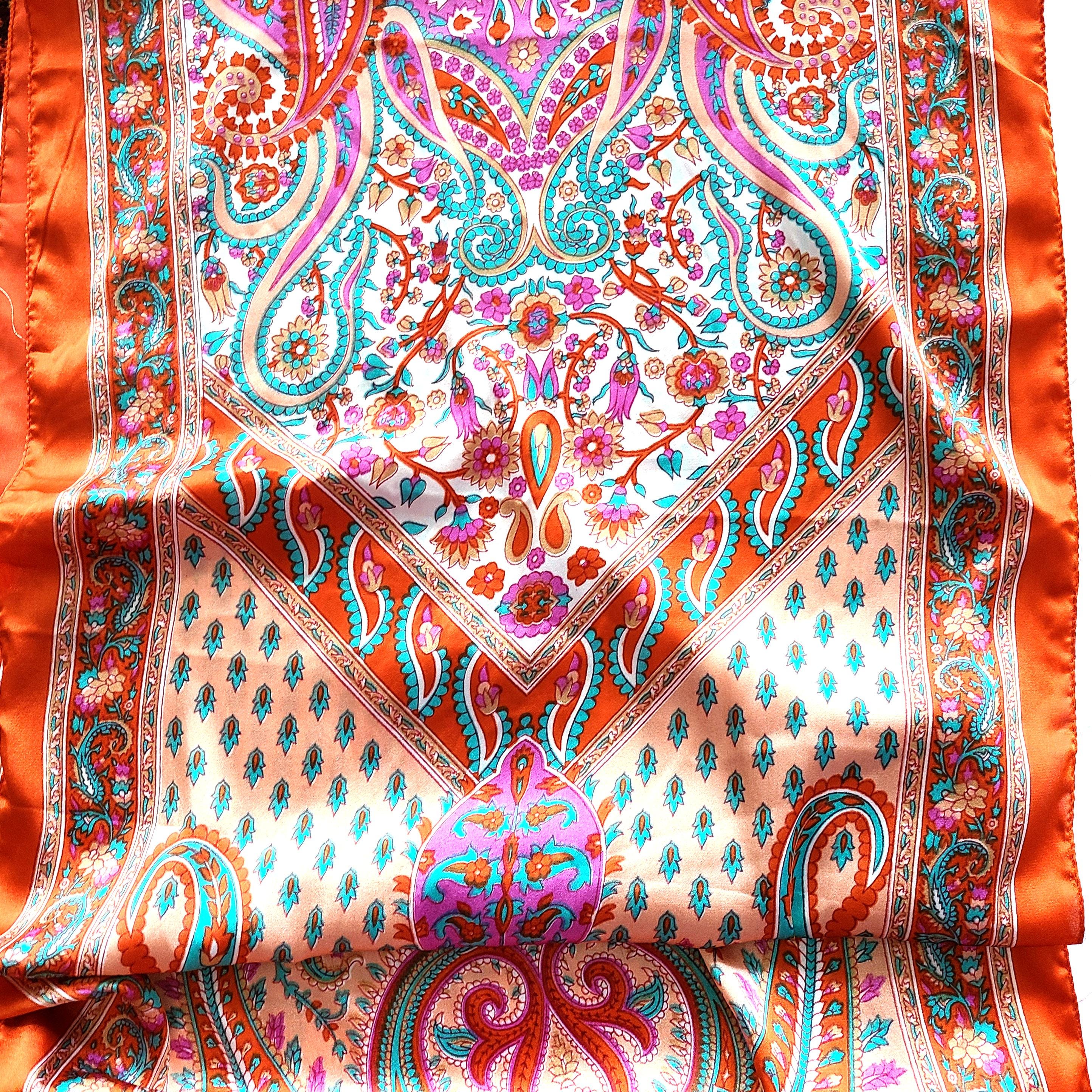 White Paisley Silk Scarf with Pink and Teal Details White Paisley Silk Scarf – Shop 6666 Ranch main image 3