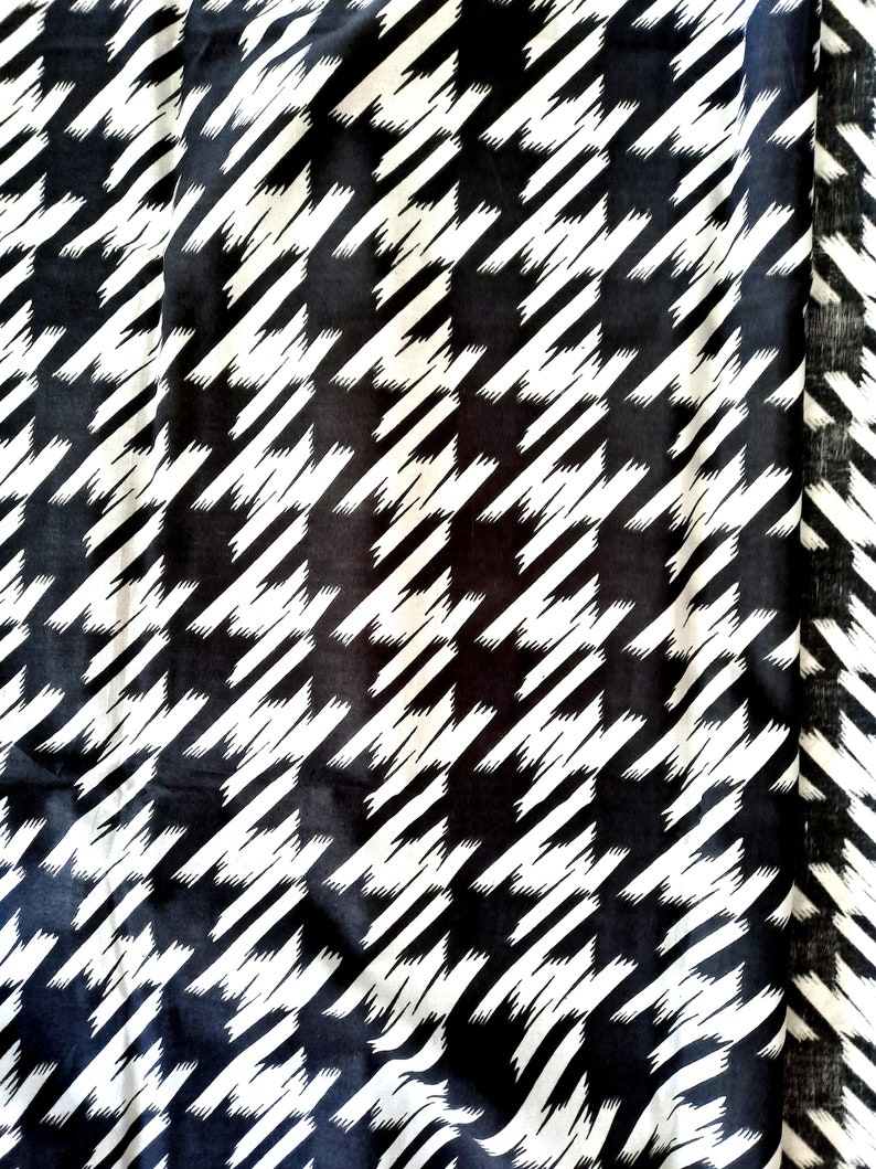 Fabric Black and White by a Half Yard Abstract Design Checkered Plaid