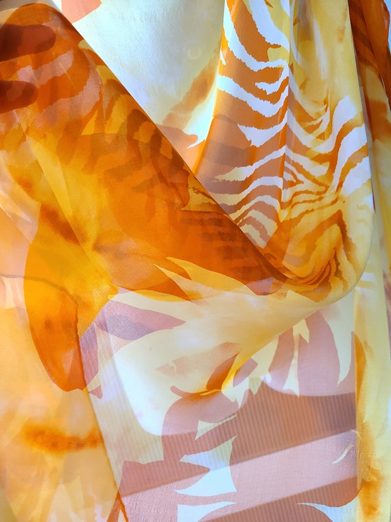 Orange Wrap EXTRA LARGE SILK Chiffon Scarf Shawl … - image 8