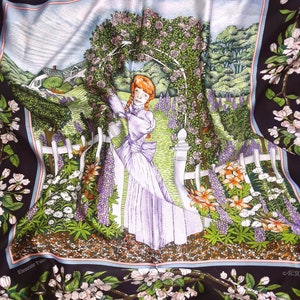 May include: A vintage-style illustration of a girl in a purple dress standing under a floral archway. The scene is set in a garden with a white picket fence and a house in the background. The text "Eleanor Park" is visible in the bottom left corner.