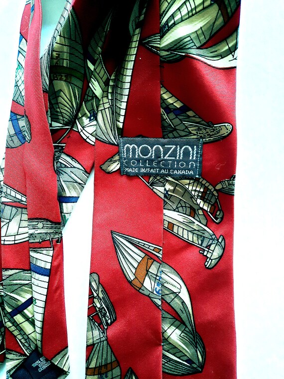 Red Tie Boats Print MONZINI COLLECTION Necktie De… - image 7