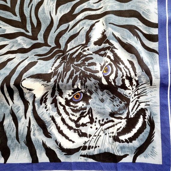 TIGER Animal Print Scarf Bandana Small Square Cot… - image 3