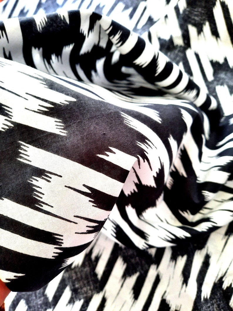 Fabric Black and White by a Half Yard Abstract Design Checkered Plaid