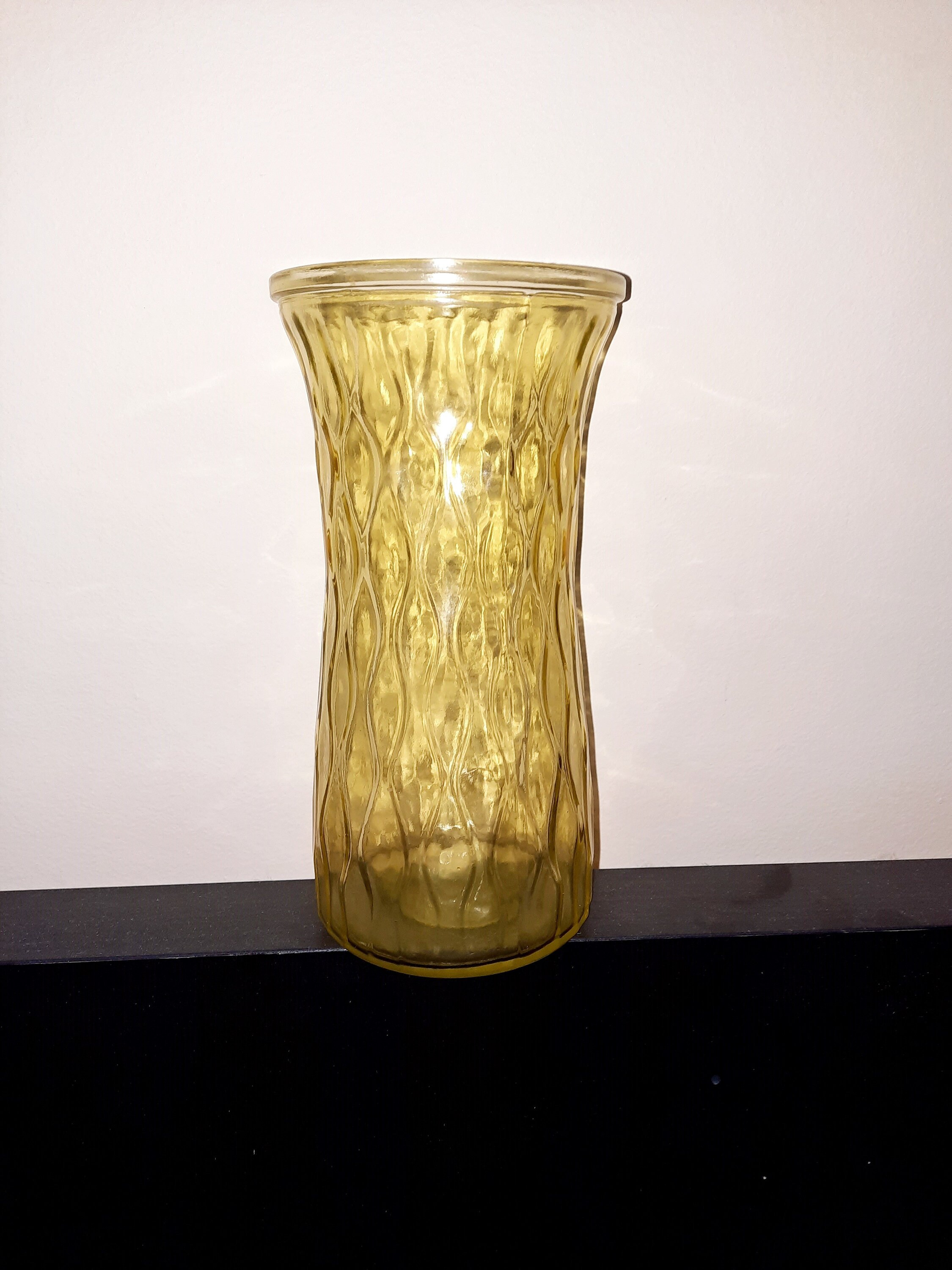 Rare Yellow Depression Glass Vase Diamond Pattern Checkered Etsy
