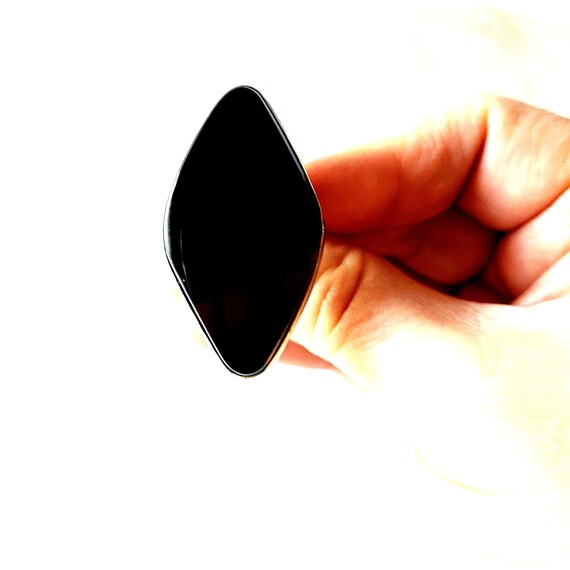 Black Agate Diamond-Shaped Ring, Size 7, Silver T… - image 8