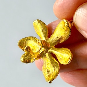 Orchid Necklace Pendant 22k GOLD PLATED Flower Botanical Jewelry Brooch Pendant Floral Romantic Love Accessories Easter Gift for Women Her