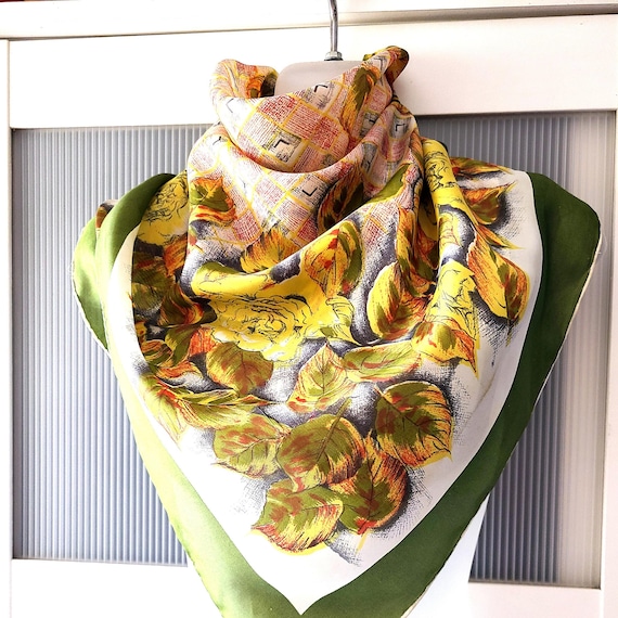 Yellow Floral Silk Scarf THEA scarf Flower Power Yellow – Lesley Evers main image 3