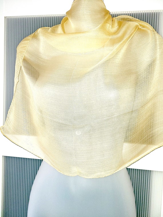 Yellow SILK SCARF with Metallic Thread Neck Wrap … - image 10