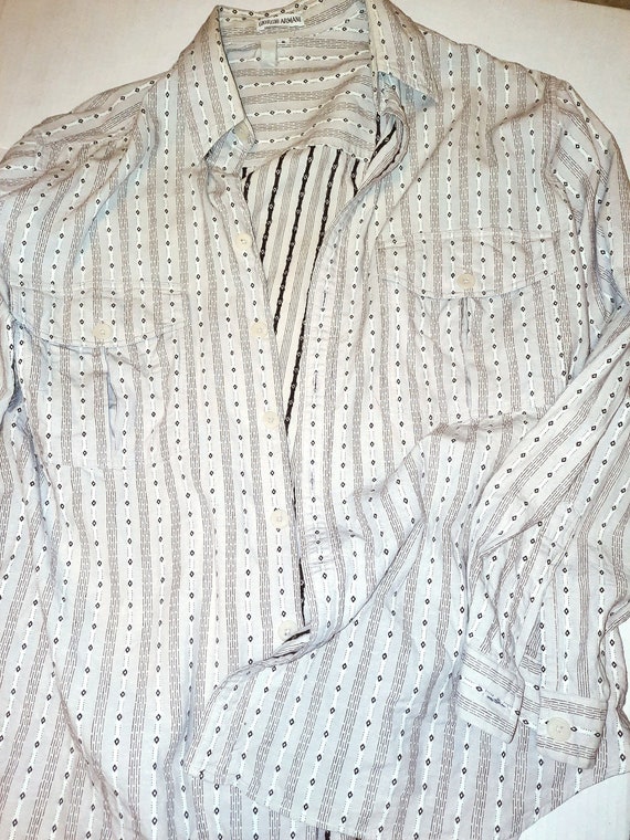 Vintage GIORGIO ARMANI Striped Cotton Shirt: 80s Designer
