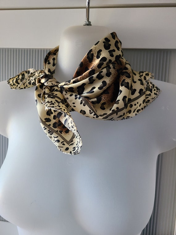 SMALL SQUARE Silk Satin SCARF Animal Print Headband H… Gem