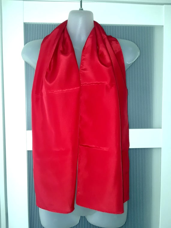 MONIQUE MARTIN Scarf Red Sash Silk Scarf Long Obl… - image 4