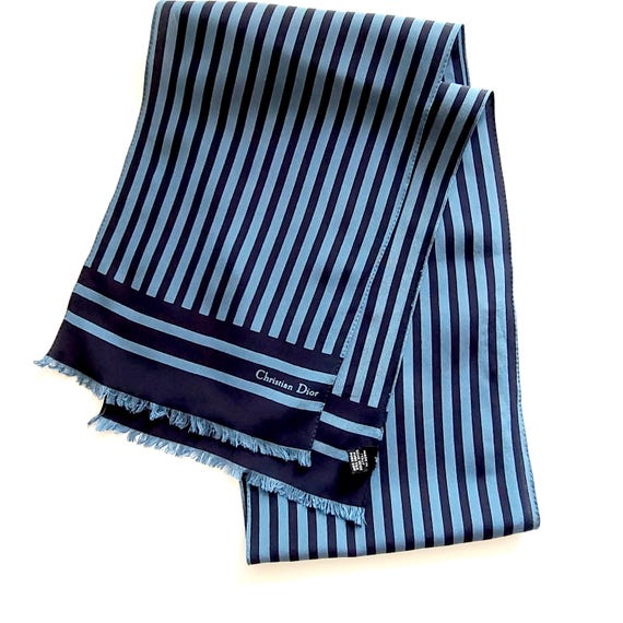 Christian Dior ネイビー スカーフ Silk Scarf CHRISTIAN DIOR Designer Blue Jeans Accessories