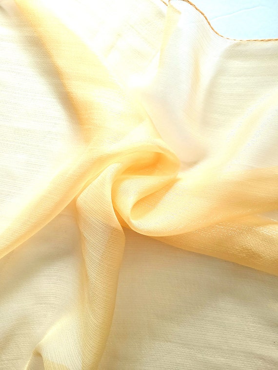 Yellow SILK SCARF with Metallic Thread Neck Wrap … - image 2