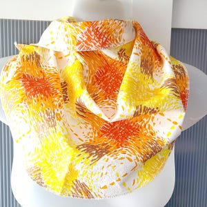 BRIGHT YELLOW SCARF Triangle Orange Brown  Abstract Geometric Lines 70s Fashion  Bandana Wrap Headband Hair Tie Bag Decor Retro Gift