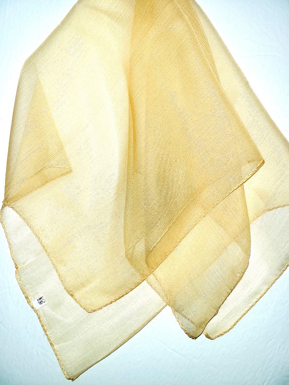 Yellow SILK SCARF with Metallic Thread Neck Wrap … - image 3
