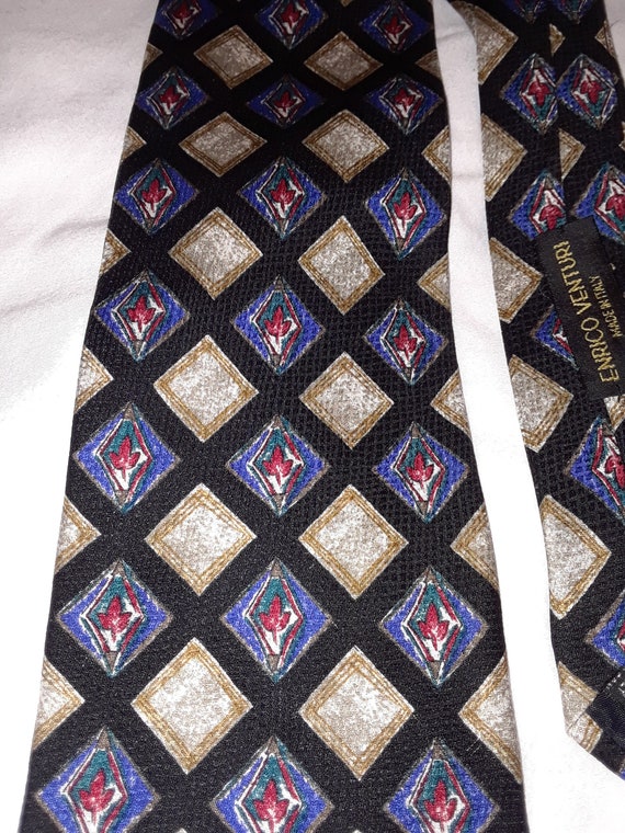 ENRICO VENTURI Tie Italy Silk Necktie Italy Blue … - image 2