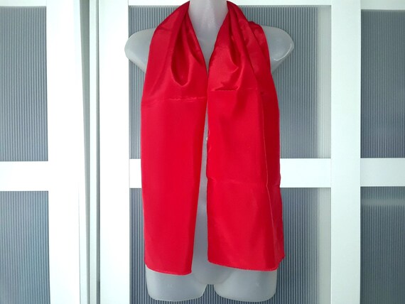 MONIQUE MARTIN Scarf Red Sash Silk Scarf Long Obl… - image 2
