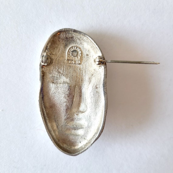 Art Deco Style Lady Head Brooch Sterling Silver S… - image 7