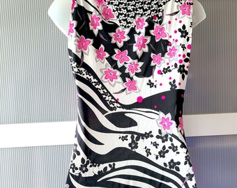 pink black white dress Zebra Dress Black White Pink Floral Cherry Blossom Daisy Design Geometric  Stripe Lined Print