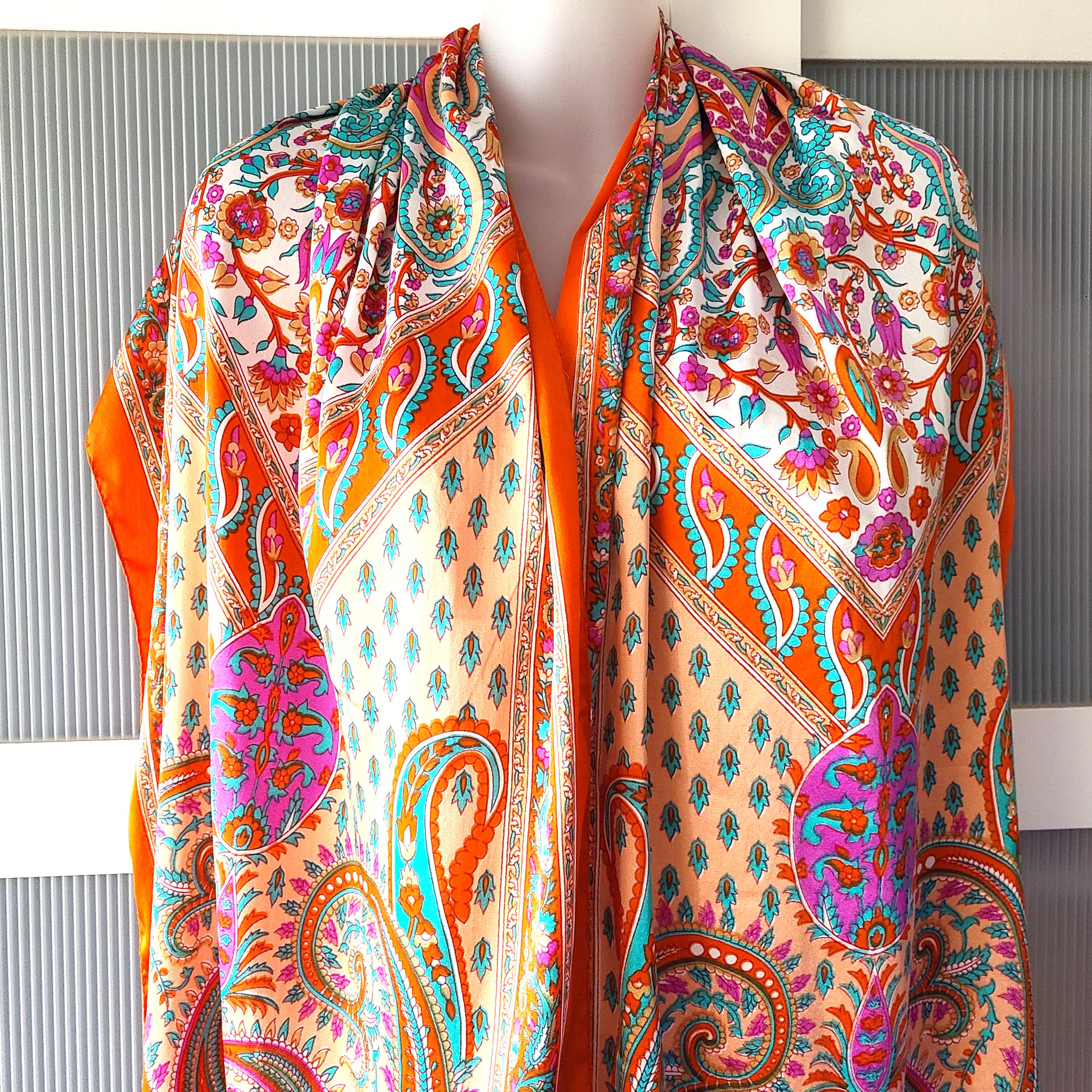 White Paisley Silk Scarf with Pink and Teal Details White Paisley Silk Scarf – Shop 6666 Ranch main image 4
