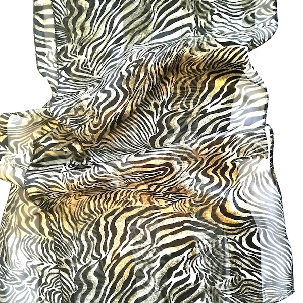 Écharpe zèbre Foulard tigre Noir Marron Jaune Or Abstrait Animal Imprimé Cou Wrap Bandeau Cravate Cheveux Jean Veste Accessoires Pâques Cadeau Unique