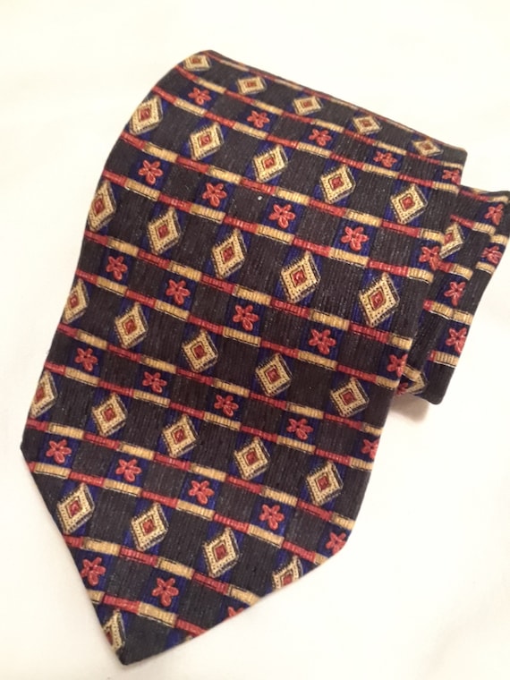 Blue Tie Geometric Design NEXT SILK TIE Canada Ab… - image 1