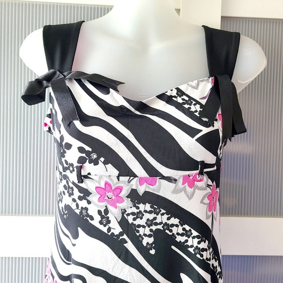 black and white striped dress with pink flowers Pink Flower Dress, 2T, Jessica Ann, Black and White Dress, Flower Dress,  Vintage Girls Dress, Holiday Dress, Church Dress, Easter Dress