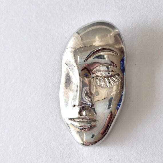 Art Deco Style Lady Head Brooch Sterling Silver S… - image 5