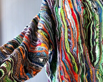 MULTICOLORED SWEATER: Vintage Tundra Canada 3D Knit, Unisex 90s