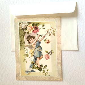 ANGE impression carte vintage Creative Horizons USA romantique victorien floral Rose fleurs Design fille ange Thanksgiving Pâques mariage cadeau elle
