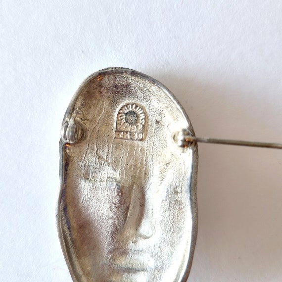 Art Deco Style Lady Head Brooch Sterling Silver S… - image 8