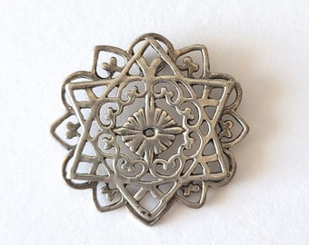 MMA Tree of Life Sterling Silver Pendant: Ornate Filigree Floral Star