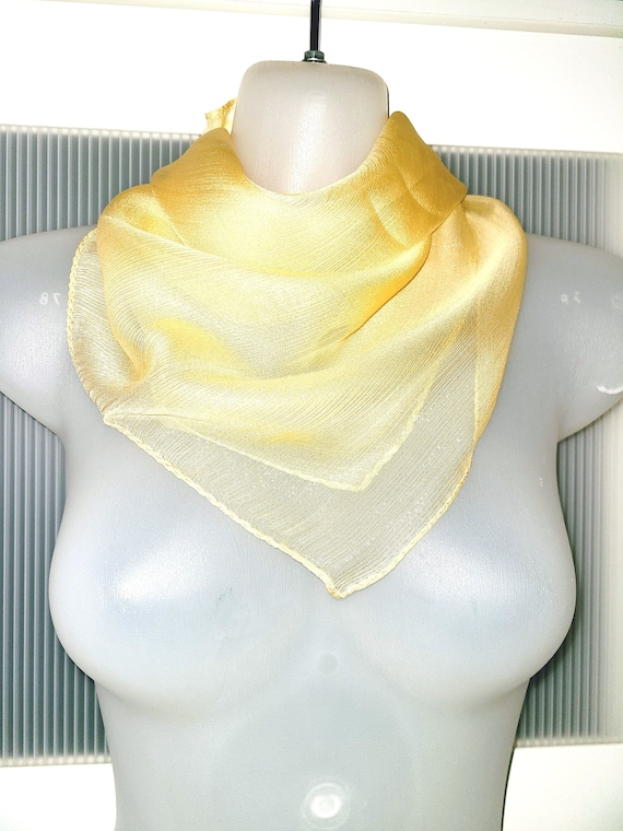 Yellow SILK SCARF with Metallic Thread Neck Wrap … - image 1