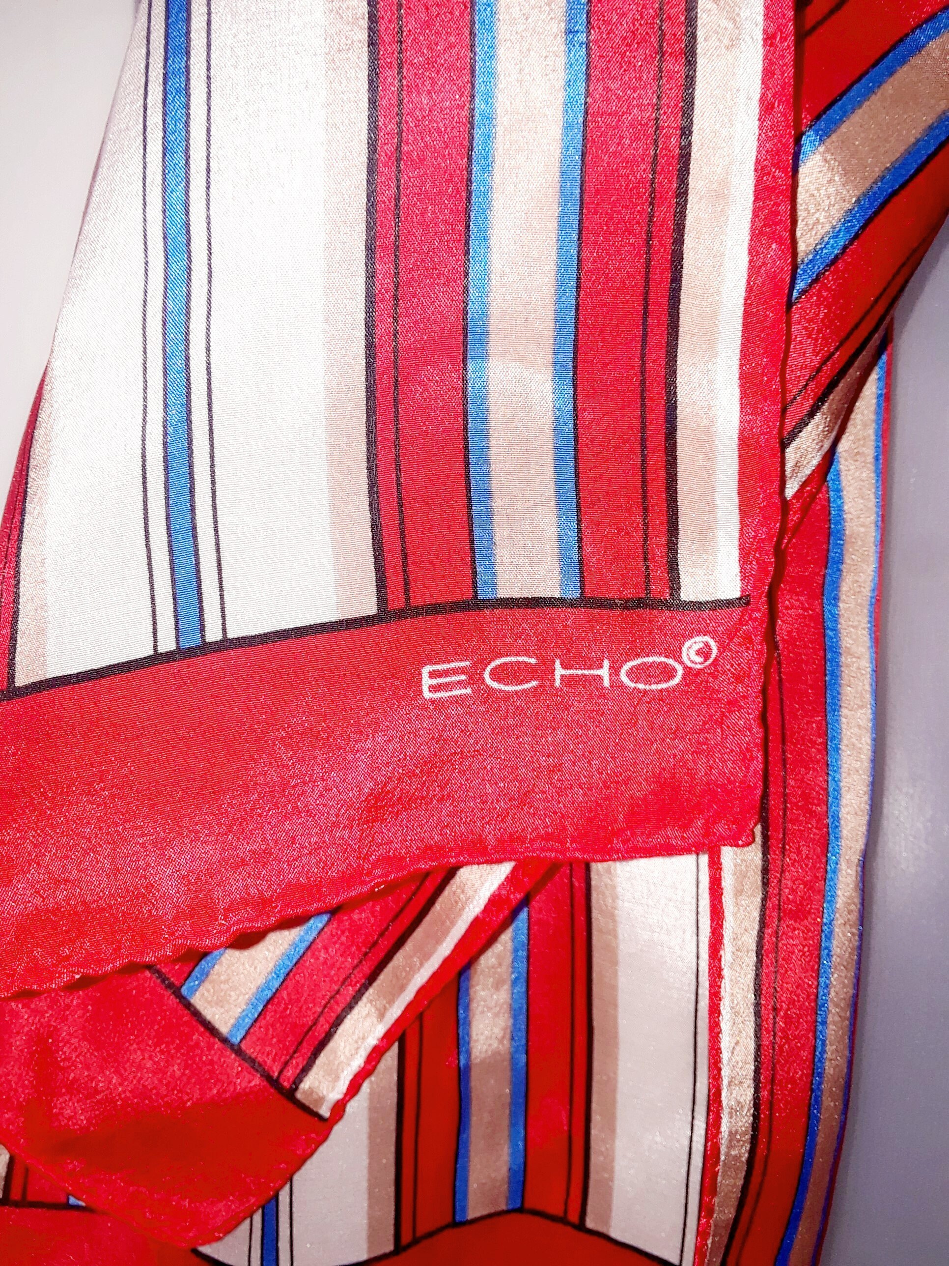 ECHO SILK SCARF Red Striped Blue White Lines Unisex Scarf Men - Etsy